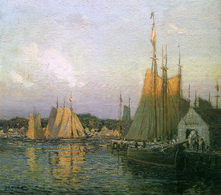Wilson Irvine Evening in the Harbor Norge oil painting art